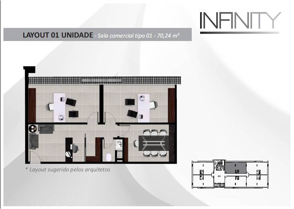 salas comerciais edifício Infinity projetado por Roesler e Kredens