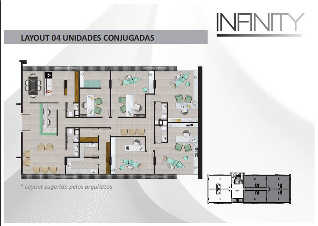 projeto salas comerciais Infinity unidades conjugadas