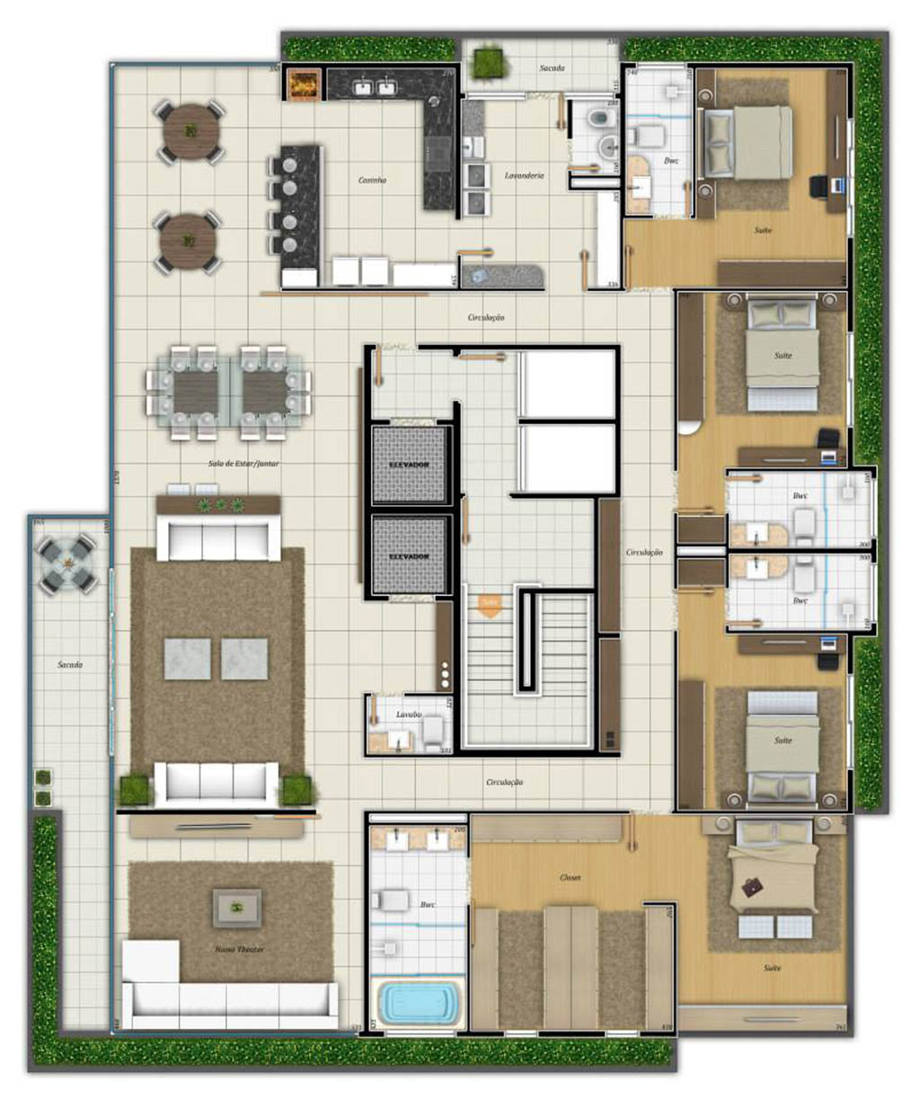 Projeto Roesler & Kredens apartamento 4 quartos