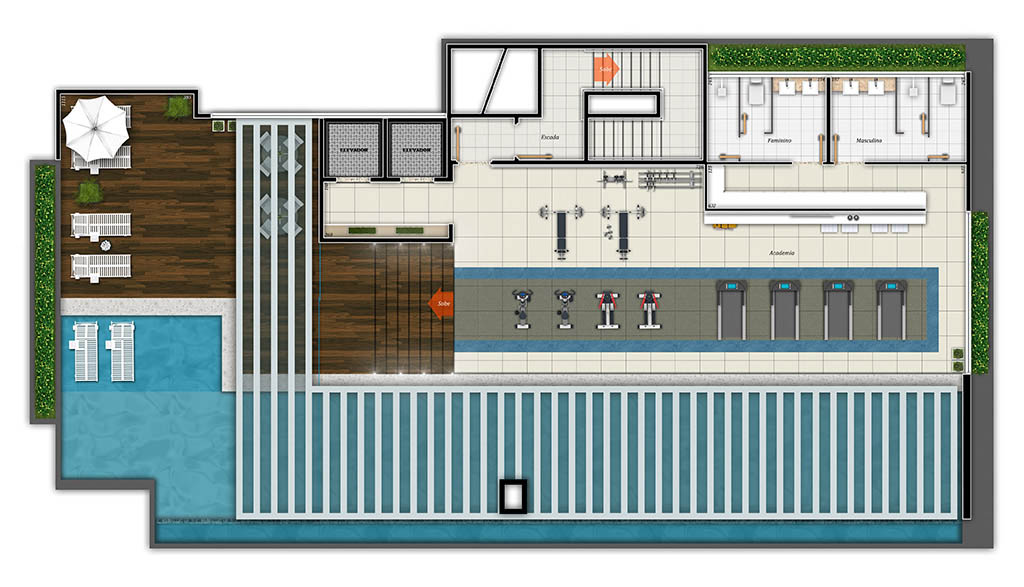 Projeto RK Arquitetos edifício academia piscina