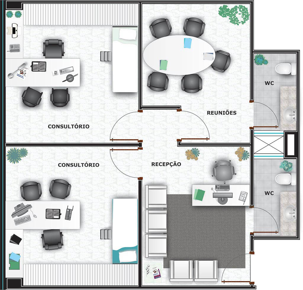 Planta sala comercial consultórios